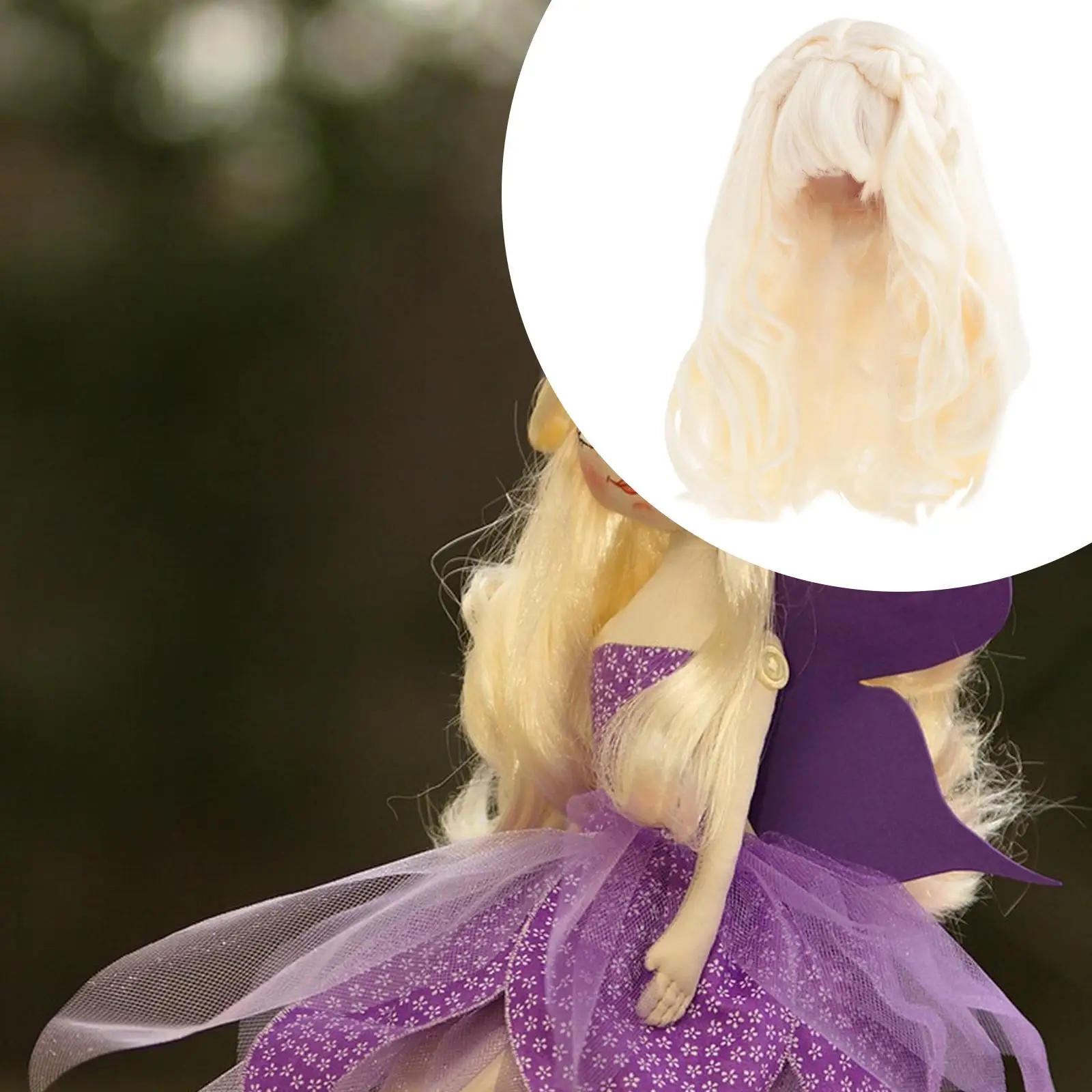 BJD 人形ヘアウィッグ高温シルクカーリー手作り 7.87 インチ人形用