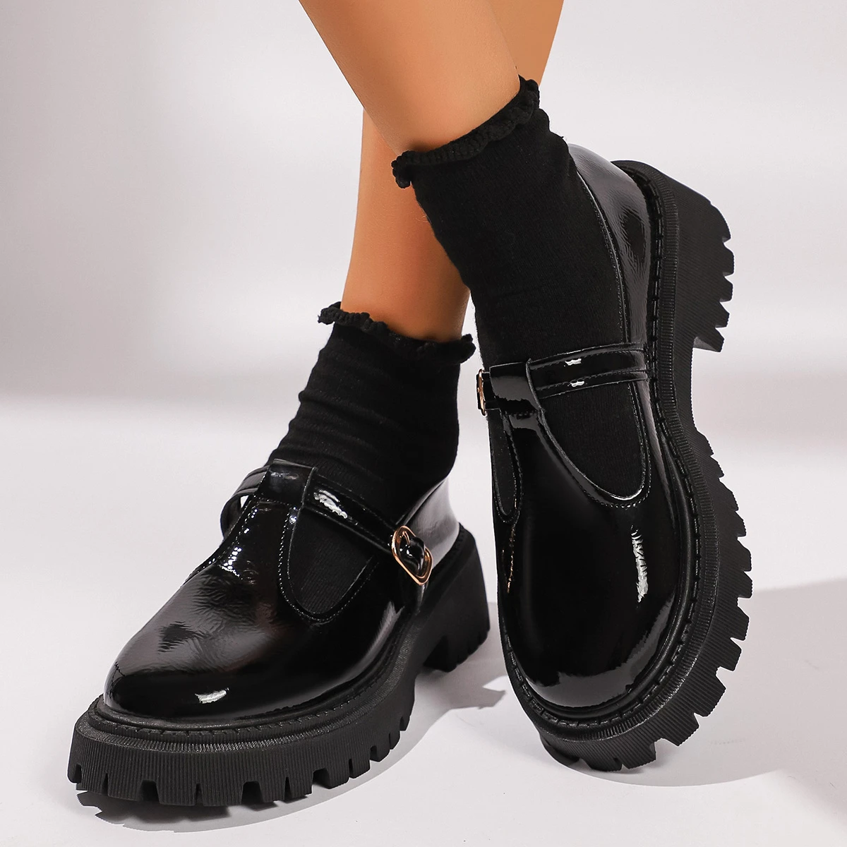 

Spring Autumn Hot Selling Round Head Comfortable Thick Soled Single Shoes Fashionable New Elegant Anti Slip Casual Women's Shoes