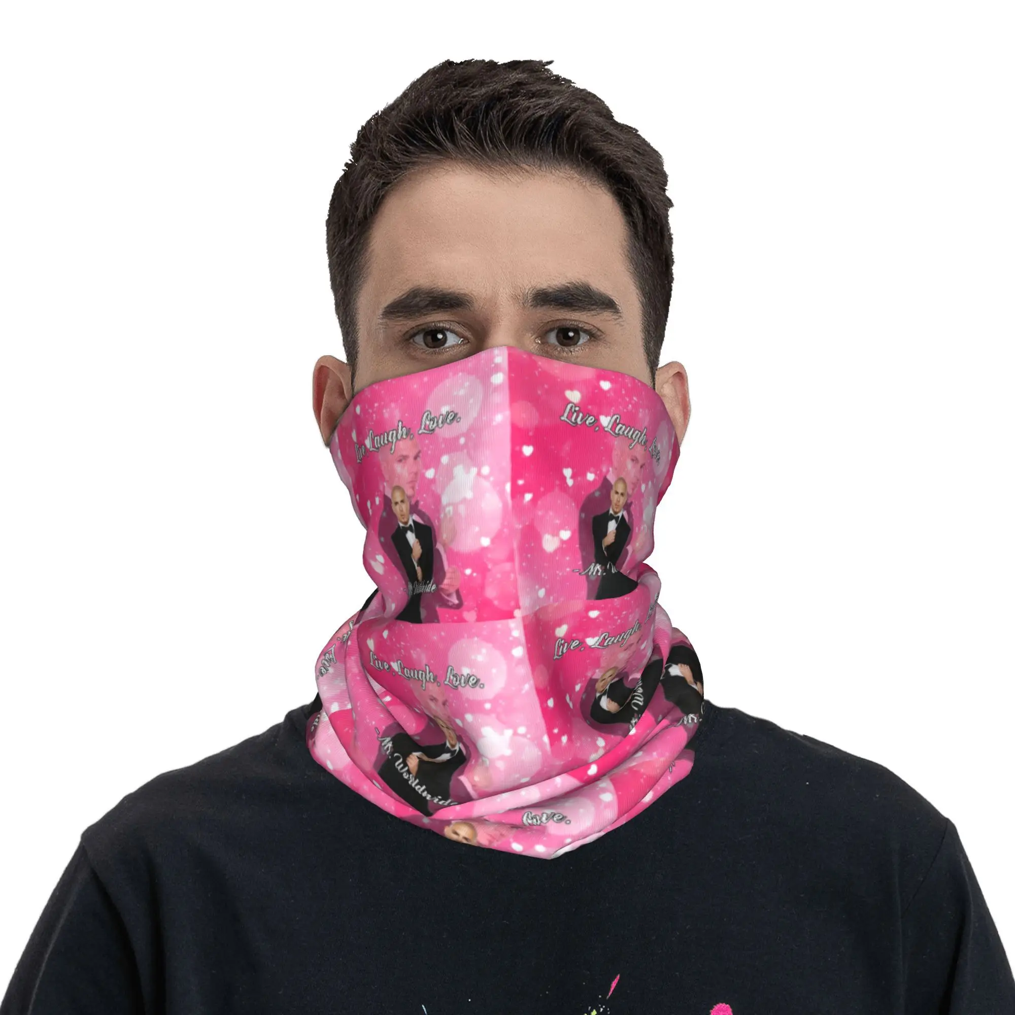 

Mr. Worldwide Says to Live Laugh Love Pink Bandana Neck Gaiter Printed Wrap Mask Scarf Multi-use Headwear Outdoor Sports