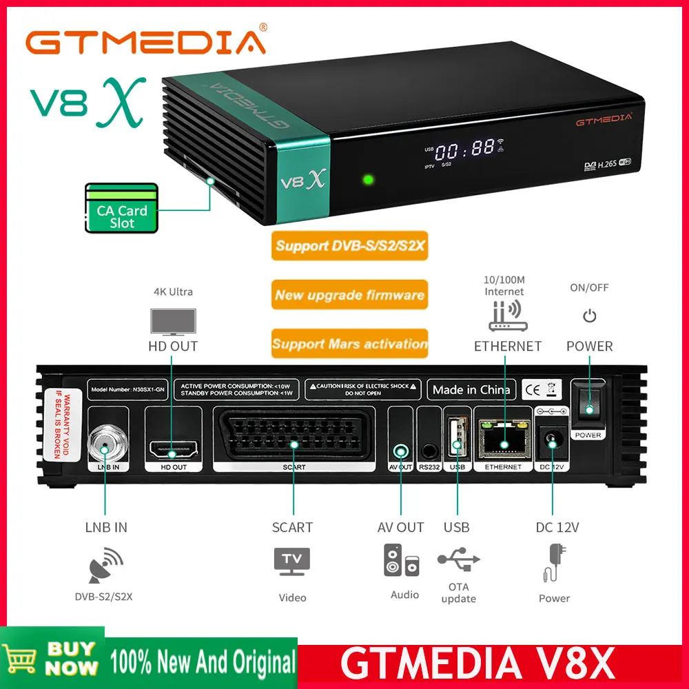 

Лидер продаж, спутниковый ресивер GTMEDIA V8X HD 1080P H.265, стандартная фотография/S2/S2X, встроенная карта Wi-Fi, Скалка, выход для Испании, Италии, Польши