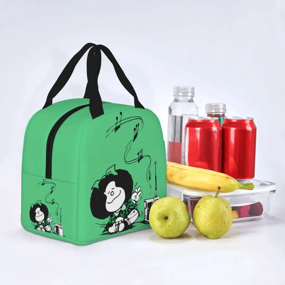 Mafalda Music Insulated Lunch Bag Thermal Bag Lunch Container Quino Argentina Cartoon Portable Tote Lunch Box Picnic