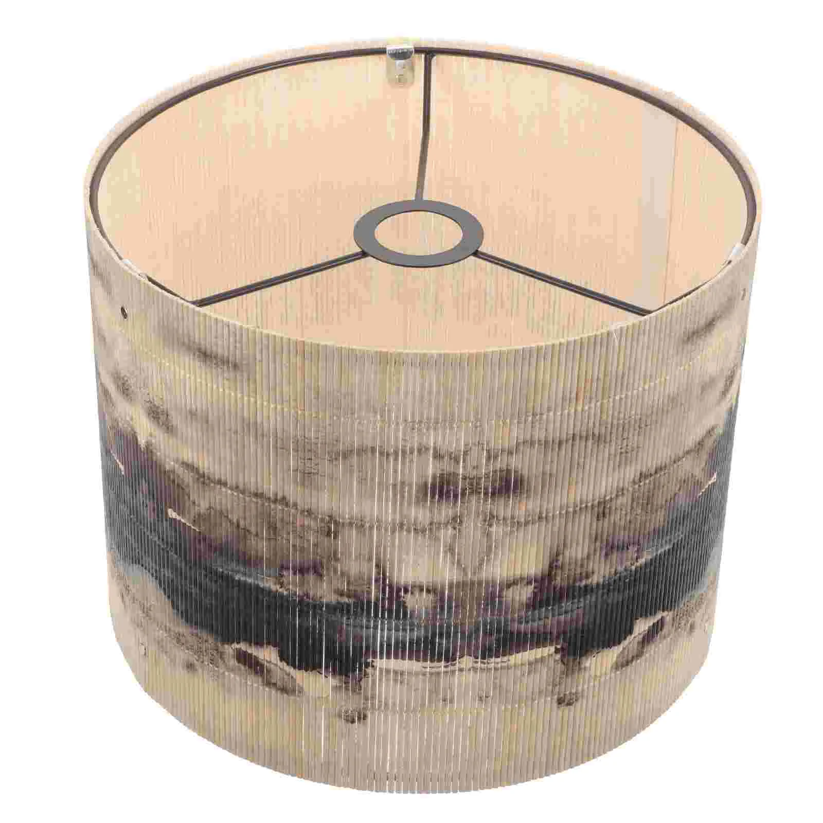 

European Ink Painting Printed Bamboo Lampshade Chandelier Shades Barrel Lampshades to Weave Bohemian Unique Replacement