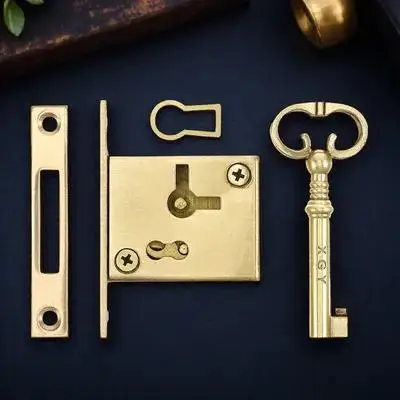 

Copper Cabinet Lock Vintage Retro Style Durable Anti-Theft Drawer Mailbox Lock for Display Showcase Jewelry Box