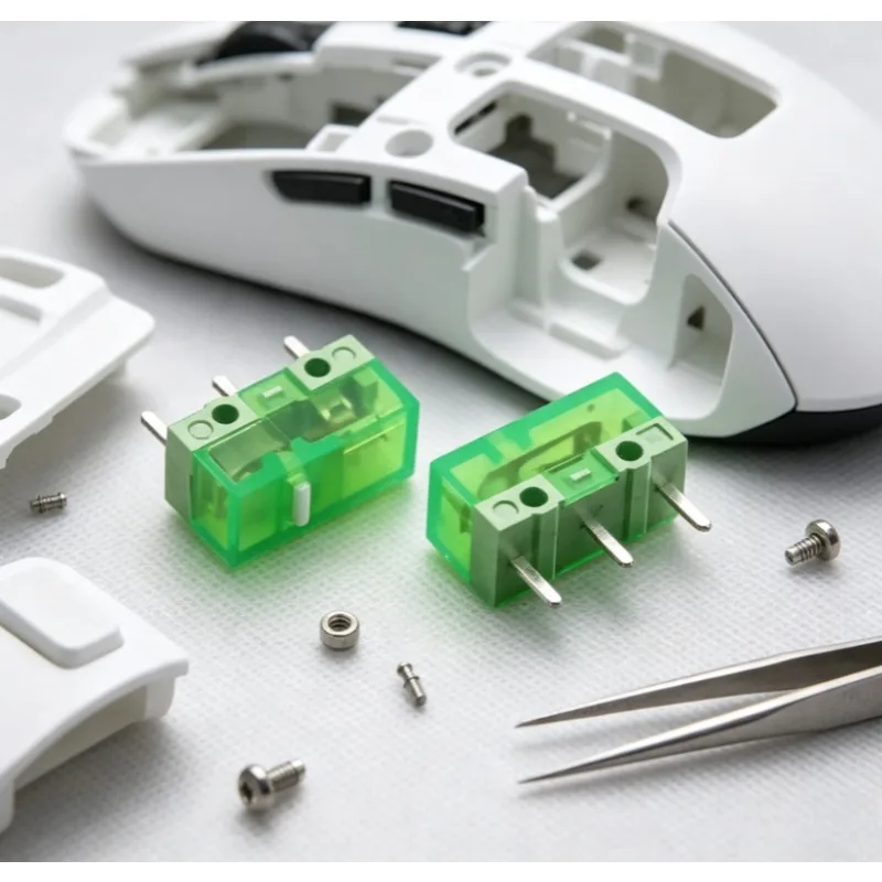 1pc New HUANO Yellow Green Purple Transparent White Dot Mouse Micro Switch Button - 90M 100M 120 Million Click Lifespan