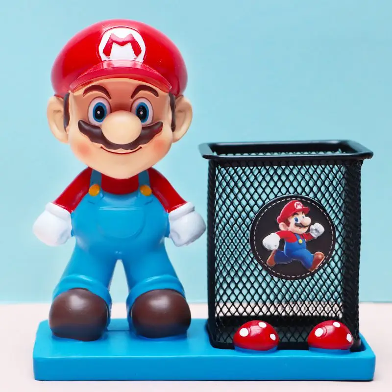 マリオをテーマにした四角いペンホルダー。学生向けのギフトとして、デスクトップの装飾や収納ボックスとして使用できます。