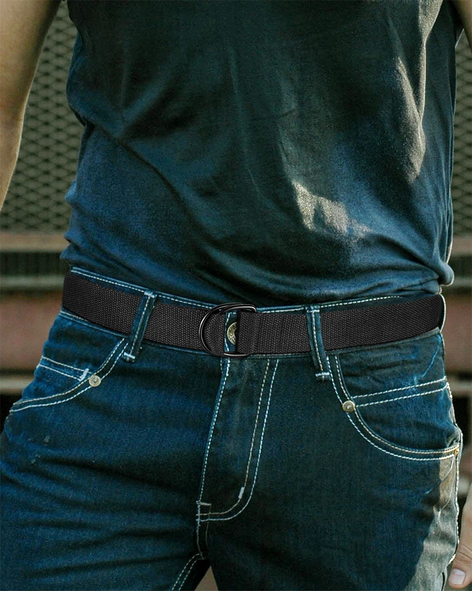 Maikun 2PCS Männer Gürtel Doppel Ring Schnalle Bund Casual Leinwand Gürtel Gürtel Für Männer – Detail 8