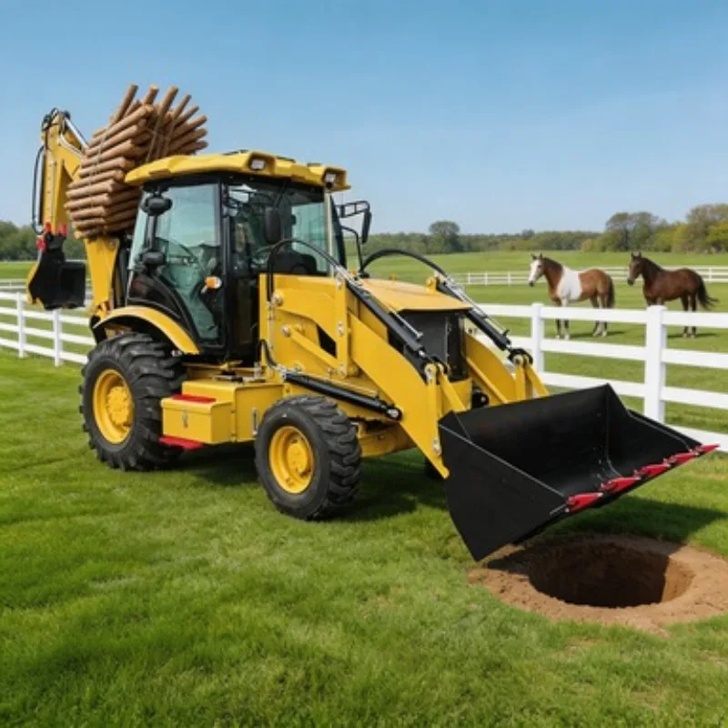 4WD Backhoe Loader Digger Tractor Machine 8.6 Ton with Front Bucket Rear Digger for Infrastructure Site Project Use