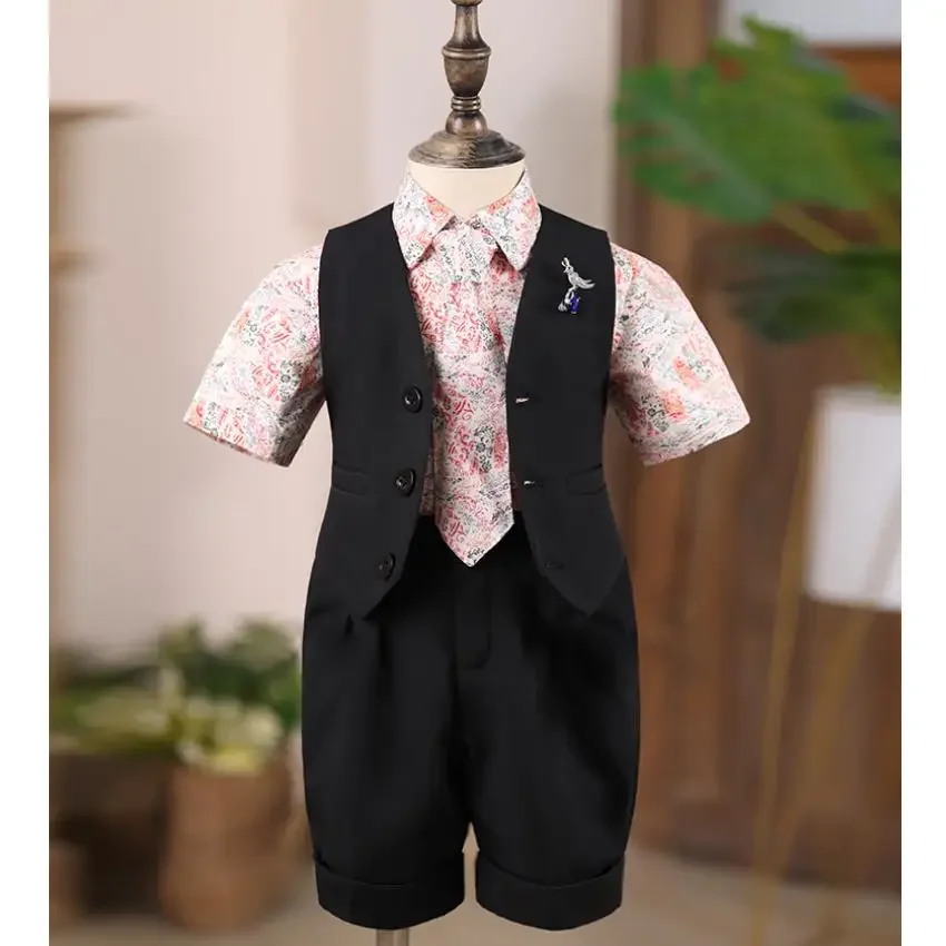 Costumes de Rhformels pour enfants, robe de soirée d'anniversaire de mariage, ensembles de blazers pour garçons, défilé pour enfants, performance de piano, été, A3850, 6 pièces