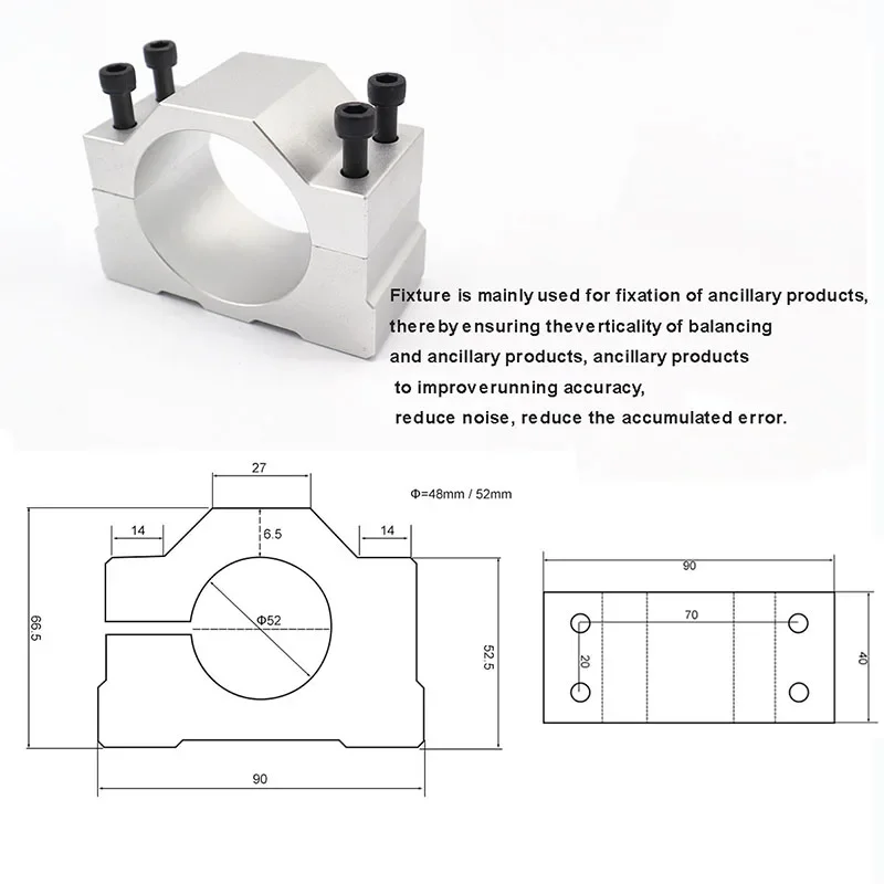 WS55-140 Brushless 300W Spindle High Speed 0.3KW Air-cool Spindle Motor DC 36V 12000 RPM MACH3 with ER11 Collet + 52mm Clamp