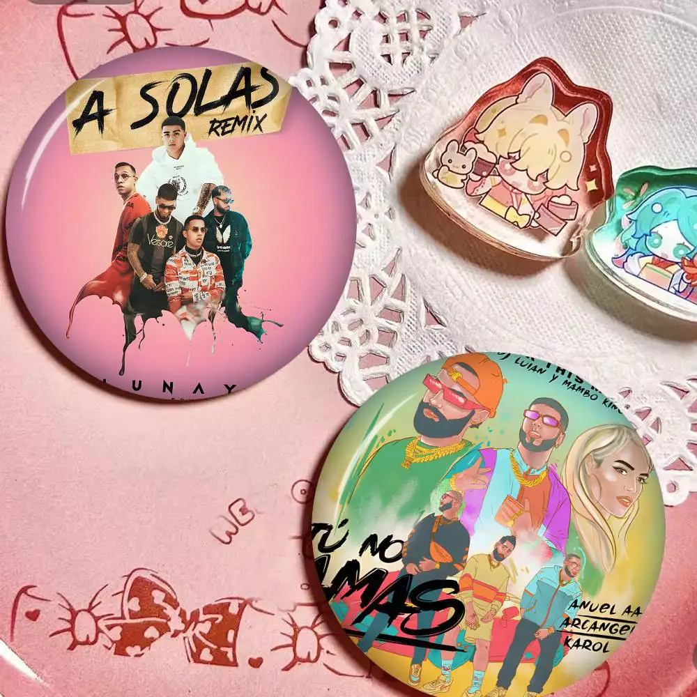 Anuel AA Real Hasta La Muerte Music Album Figure Icon Badge Handmade Tinplate Brooch for Backpack Clothes Chest Ornament Gifts
