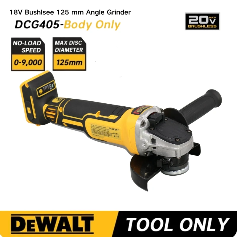 DEWALT DCG405 Angle Grinder 20V Rechargeable  Brushless Maglev Metal Cutting Machine 100/125mm Cordless Portable Metal  Polisher