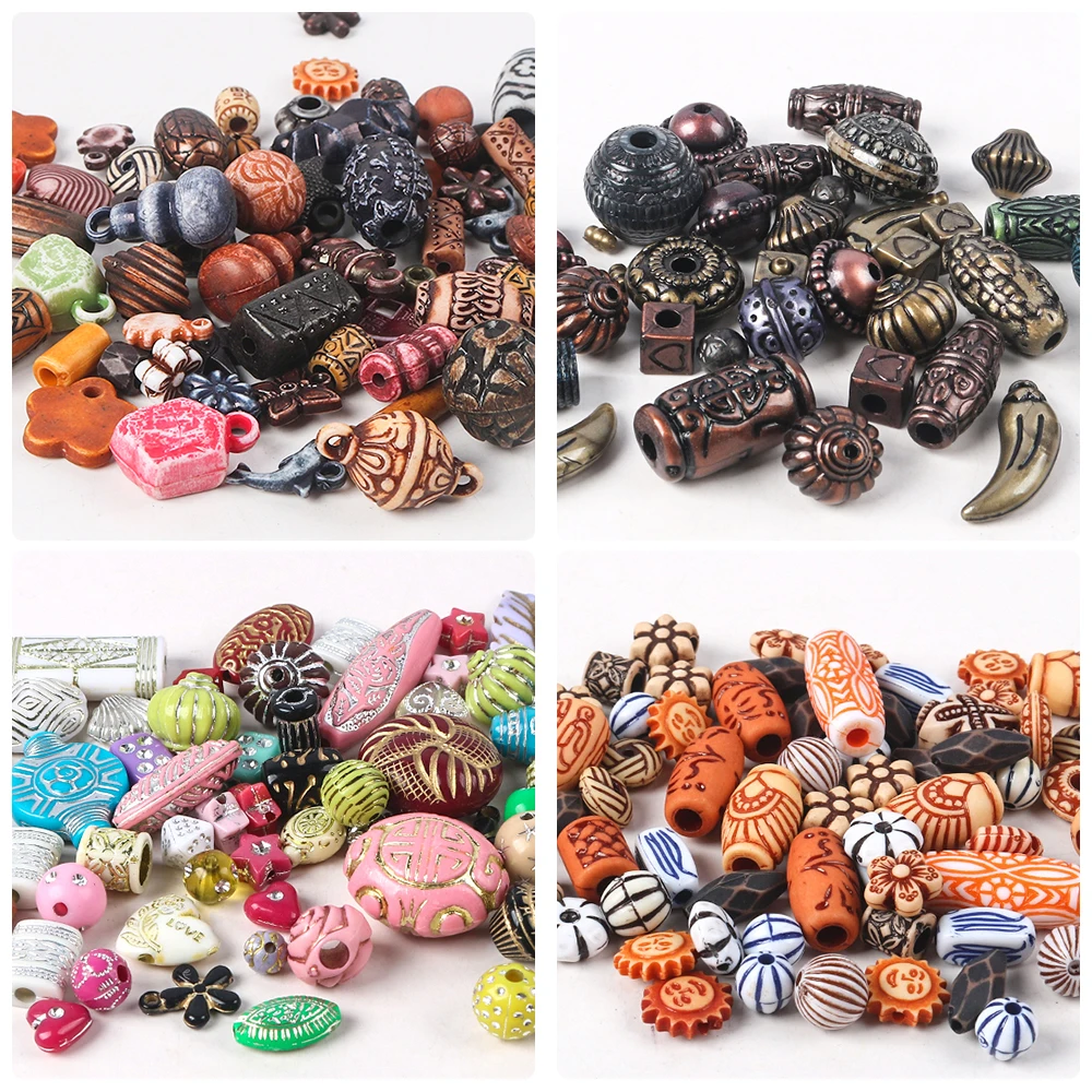 20g Mixed Retro Style Bead Charms Loose Beads Garment Beading for Jewelry Craft Making Necklace Bracelet Accessories