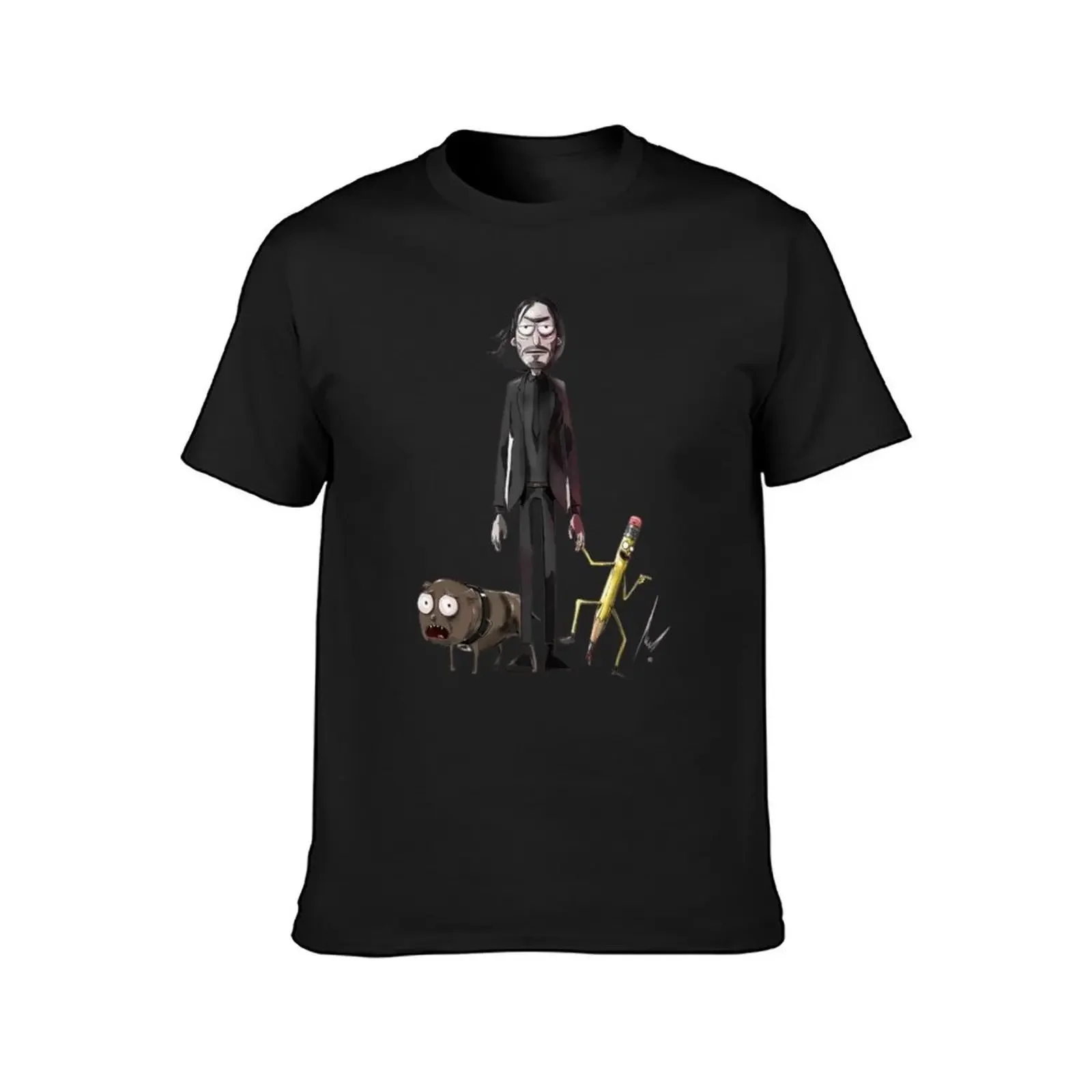 john wick dog pencil funny illustration gift idea T-Shirt oversized baggy shirts Men's t shirts