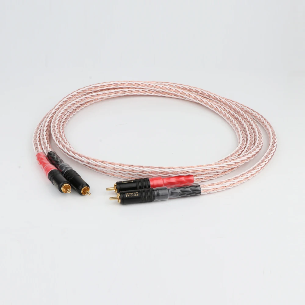 

8TC 7N OCC Pure copper RCA Cable Hi-end CD Amplifier Interconnect 2RCA to 2RCA Male Audio Cable WBT Gold plated Plug