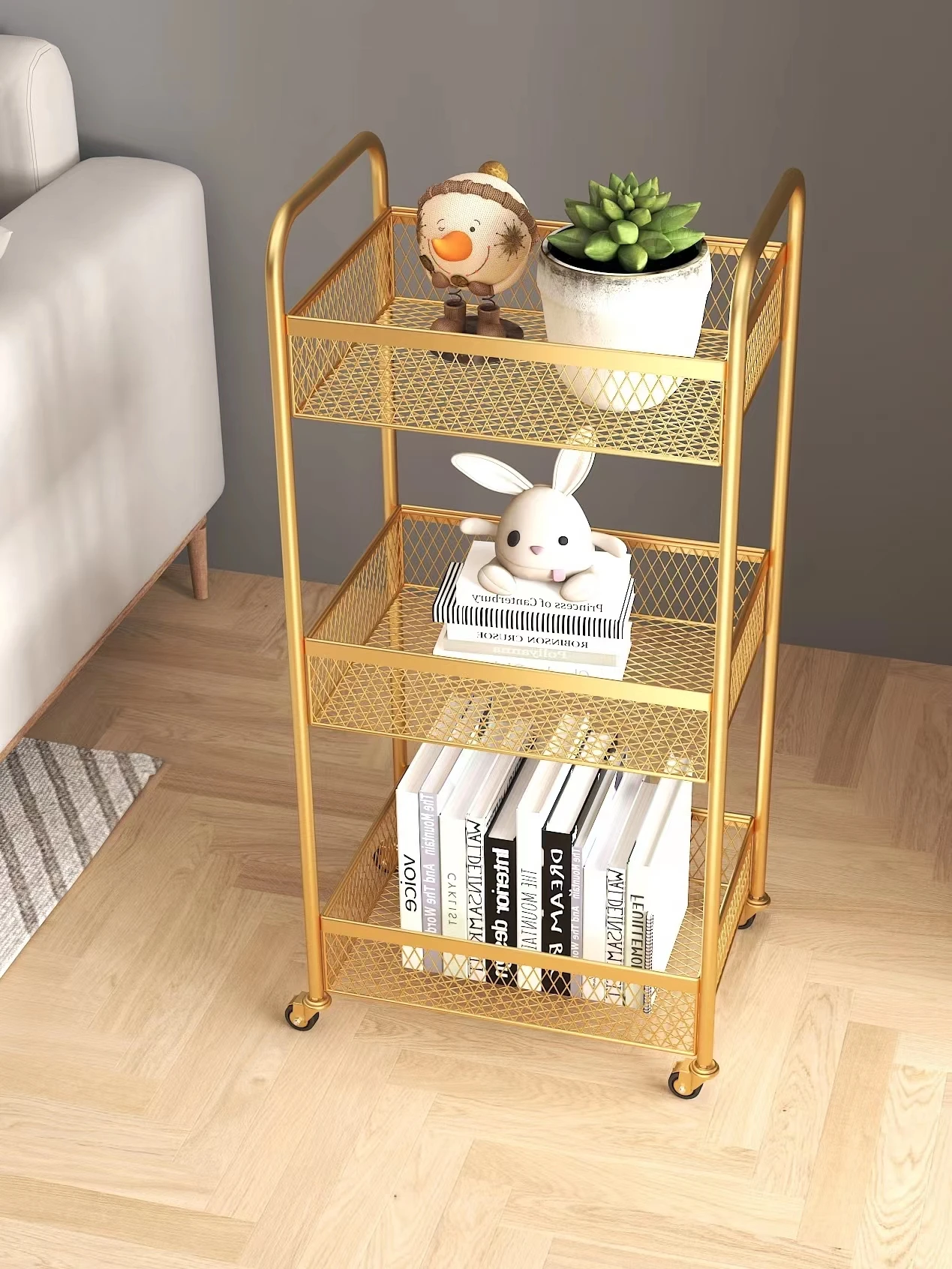 trolley rack floor-to-ceiling mobile multi-layer storage home living room snack shelf bedroom