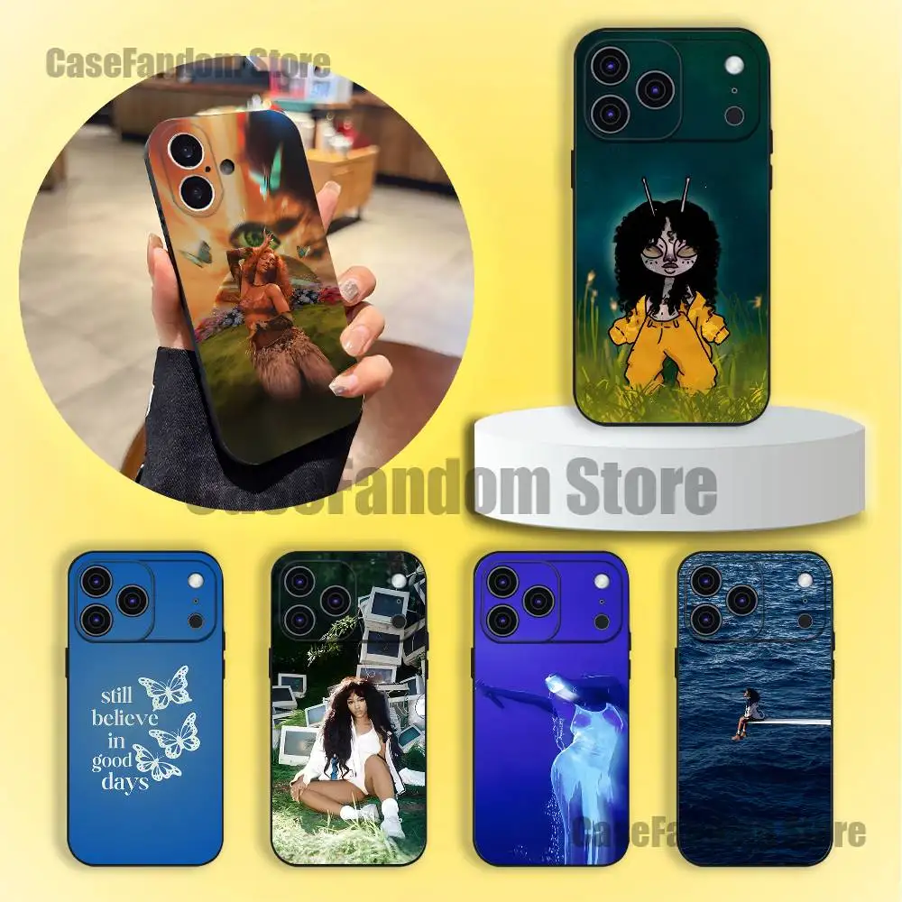 

Singer S-SZA Sos For iPhone 17,16,15,14,13,12,11,Pro,Max,Plus Black Soft Cover Phone Case