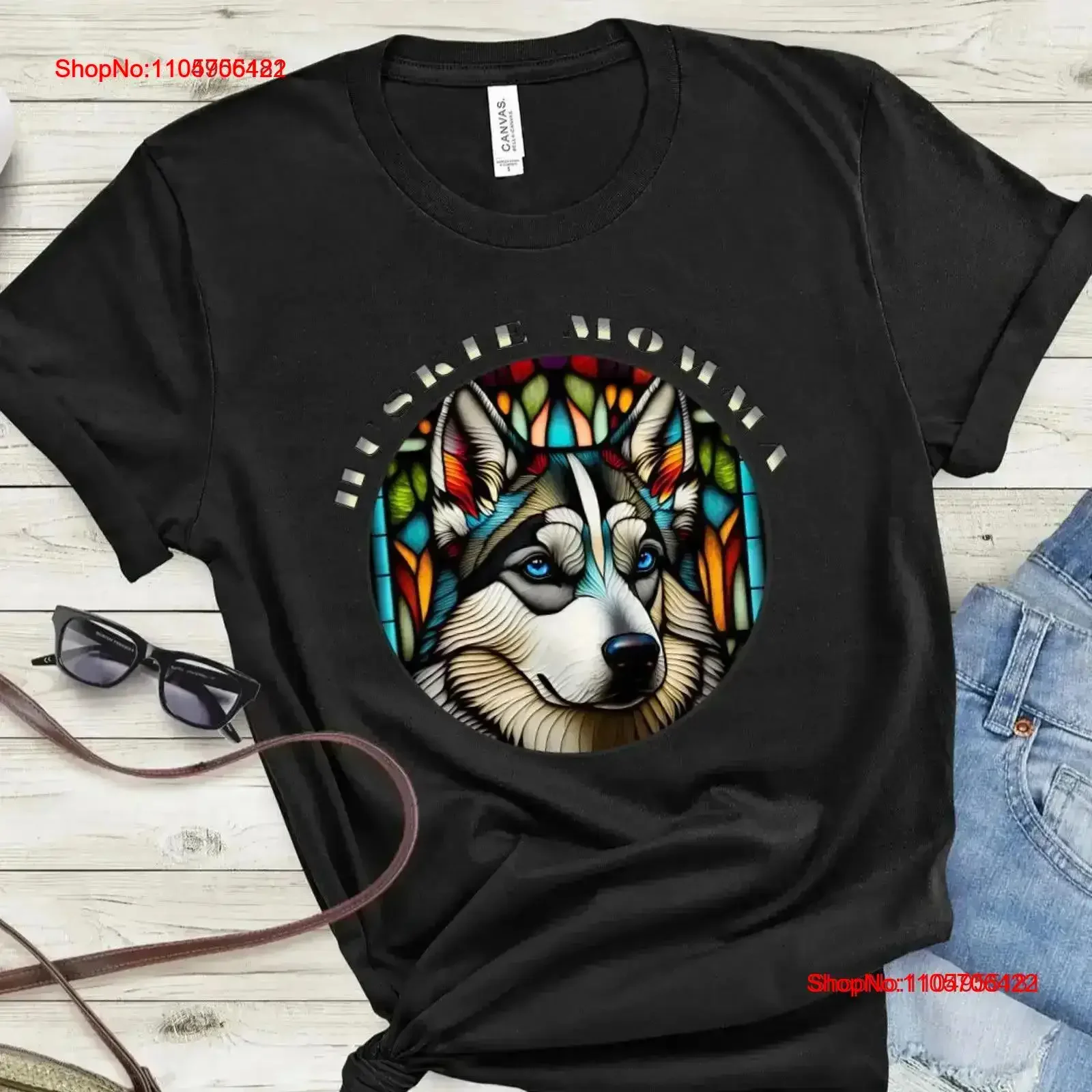 Huskie Momma Husky Mom Siberian s For Lover T Shirt Dog vintage Washed fashion Stylish Slightly Versatile homme Breathable Soft