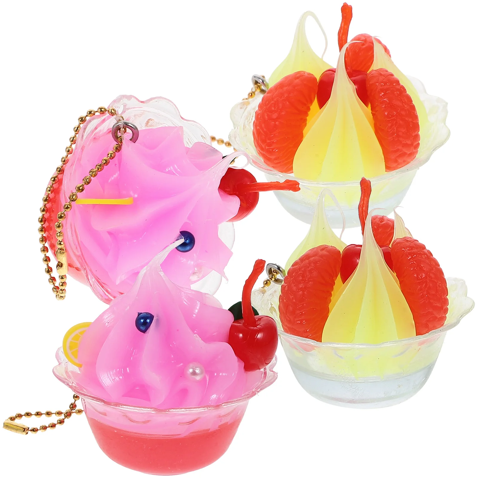 

4pcs Ice Cream Keychains Mini Cream Charm Handbag Pendants Women Party Favors Plastic Decor Student Backpack Accessories Kawaii