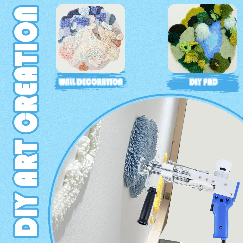 Neue blaue Digitalanzeige Tufting-Pistole 2-in-1 Schnitt- und Schlingenflor DIY-Werkzeuge Elektrische Teppichwebmaschine Beflockungsmaschine – Detail 8