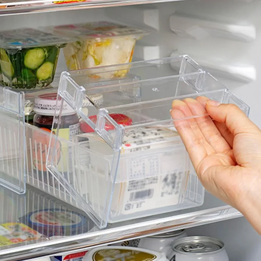 Refrigerator Storage Rack Fridge Organizers Layered Separator Shelves Transparent Desktop Stand Save Space Kitchen Accessories