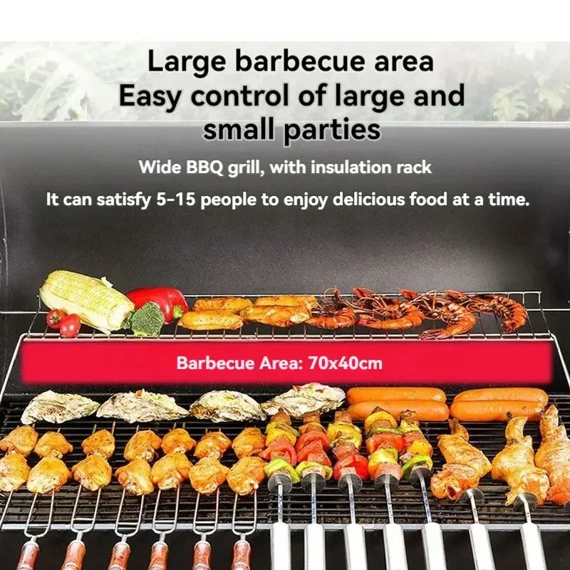 Outdoor Charcoal Smoke Grill Thermometer Portable Barbecue Grills with Chicken Rack Grill Stove