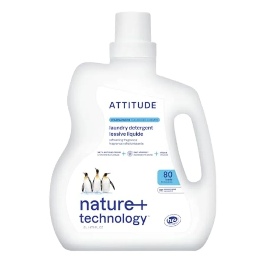 

ATTITUDE Liquid Laundry Detergent, EWG Verified, HE Compatible, Plant-Based and Vegan, Natural Laundry Soap, s, 80 Loads