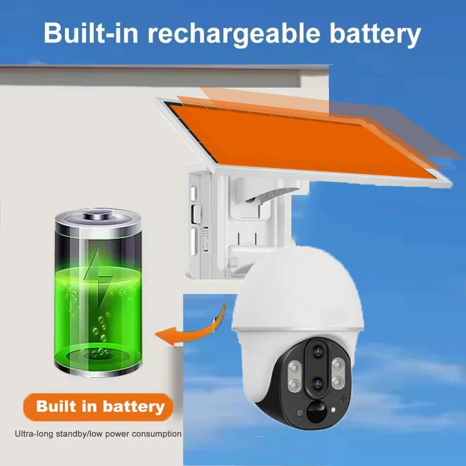 4G ソーラーカメラ PIR 人体検知モニター 4MP PTZ セキュリティ保護 デジタルカム バッテリー内蔵 ナイトビジョン 双方向オーディオ