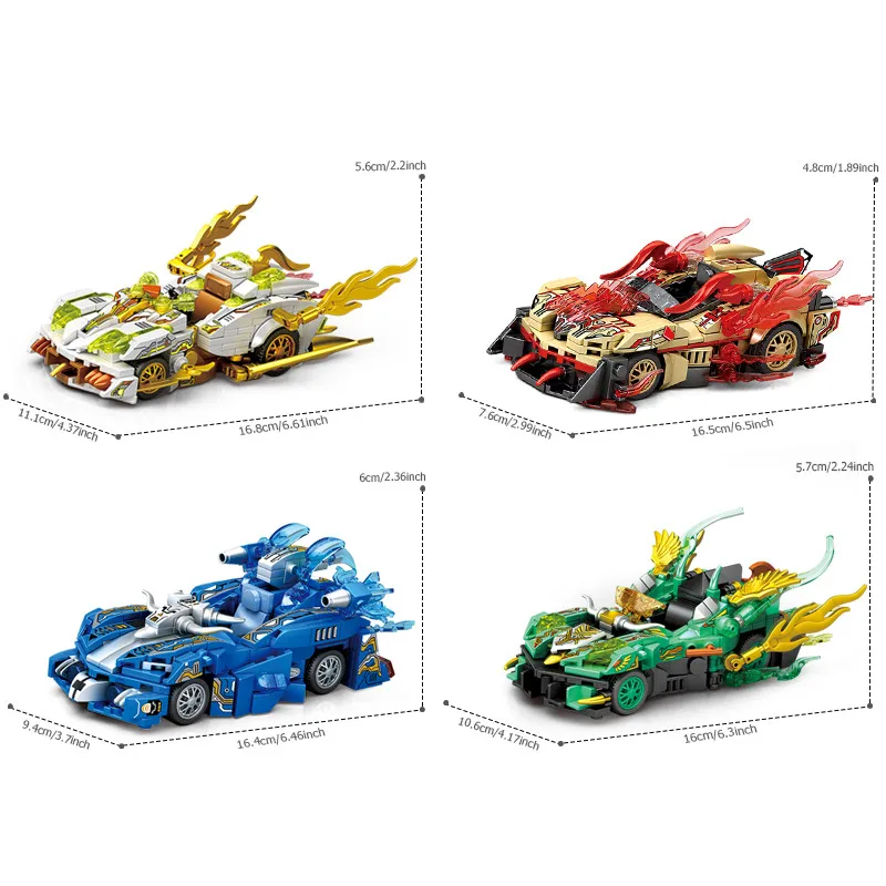 SEMBO Cool Four Elemental Chariot Model Building Blocks MOC Creative Sports Car Assembly Bricks Kids Toys for Boys Holiday Gifts