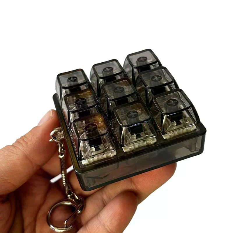 4/9 Keys Mechanical Keyboard Axis Tester LED Keyboard Key Toy Stress Relief DIY Fidget Button Keycap Fidget Keychain Toys Gift