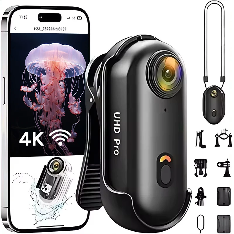 

4K FHD Outdoor Sports Camera In Helmet Motorcycle Bike with Waterproof Case Filming Bicycle Video Recording Thumb Size Snap Cam