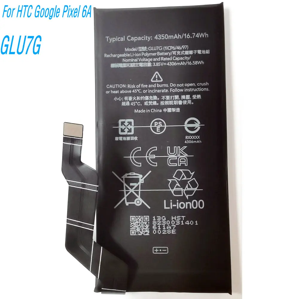 

Литий-ионная аккумуляторная батарея GLU7G 3,85 В 4350 мАч для мобильного телефона HTC Google Pixel 6A 1ICP6/46/97