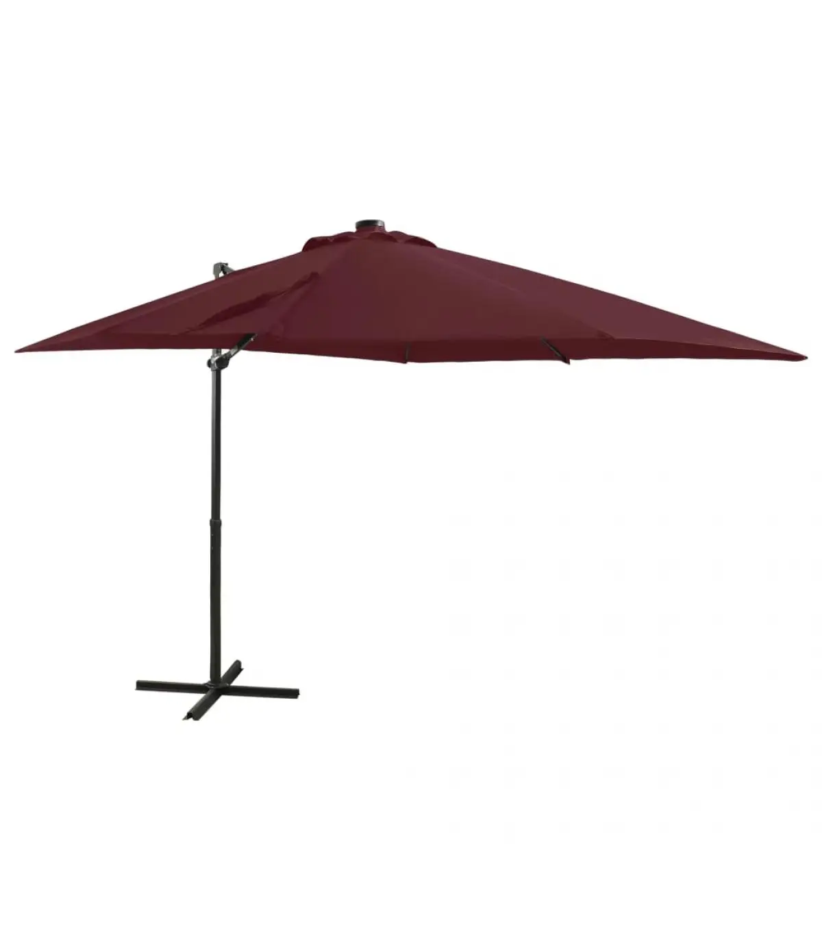 250 cm Tump Umbrella with Burgundy LED Lights and Post Umbrella