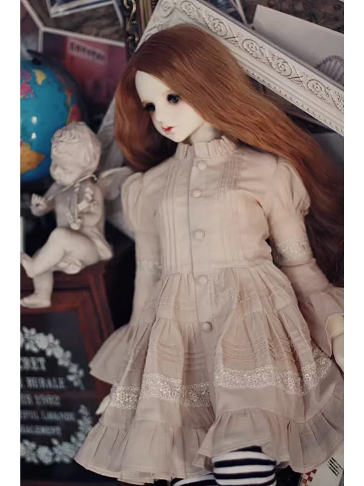 BJD Doll Vintage Beige Dress for 1/4 MSD 1/3 SD13 1/2 Doll Clothes CWB90