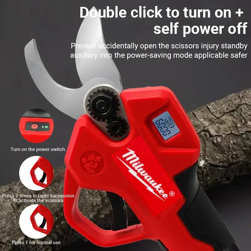 Milwaukee M18 Electric Pruning Shears Brushless Digital Display Cordless Garden Branch Scissors for Fruit Tree Orchard Trimming
