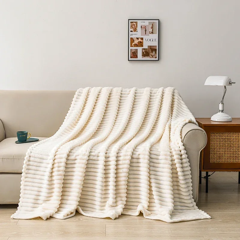 

1pc Solid Color Flannel Blanket Soft Warm Throw Blankets for Couch Sofa Office Bed Camping Travel Multi-purpose Gift Blanket