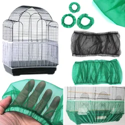 Mesh Bird Cage Cover  Seed Bird Parrot Cover Soft Easy Cleaning Nylon Airy Fabric Catcher Bird Accessories Supplies