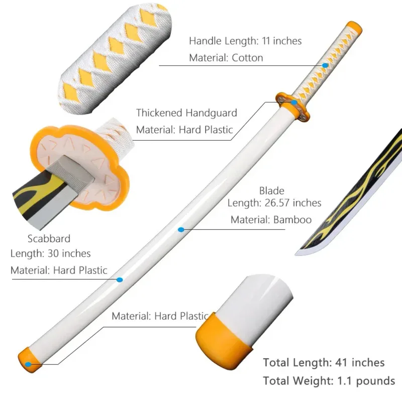 Bear's Den Katana Demon Slayer, Cosplay Accessories, Rengoku Tanjiro Katana Kimetsu no Yaiba Weapon, Sword sam New 2025