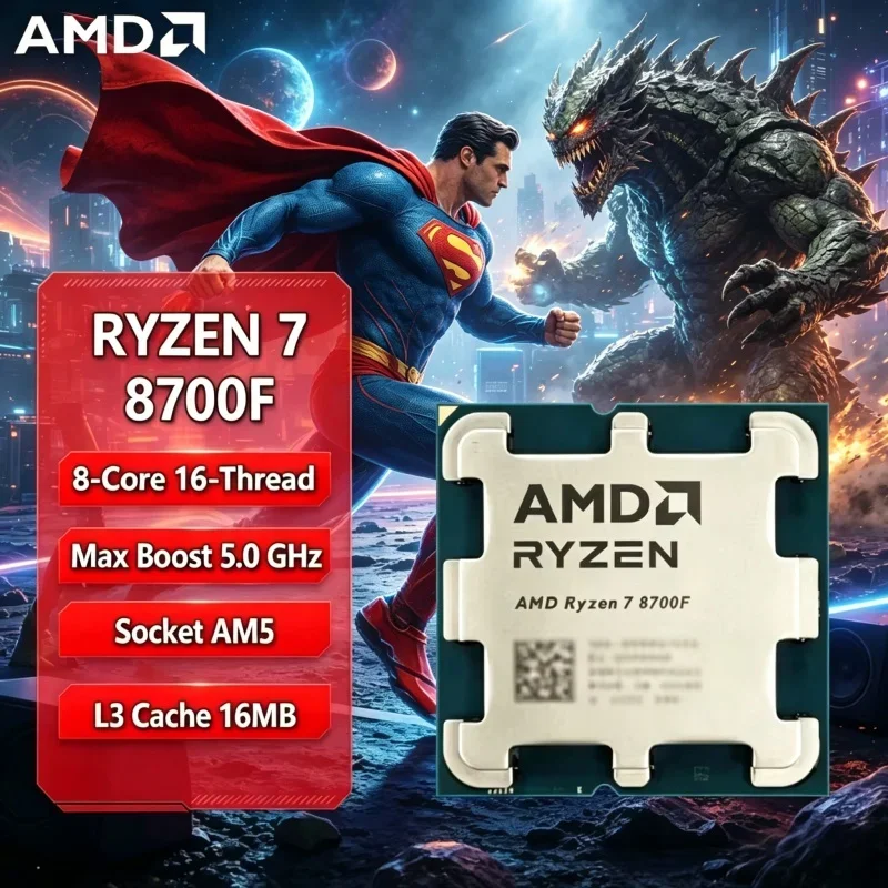 

Light-load Game Chip AMD Ryzen 7 8700F Unlocked CPU AM5 DDR5 65W Zen4 Architecture 8 Core 16 Thread 4.1-5.0GHz Desktop Processor