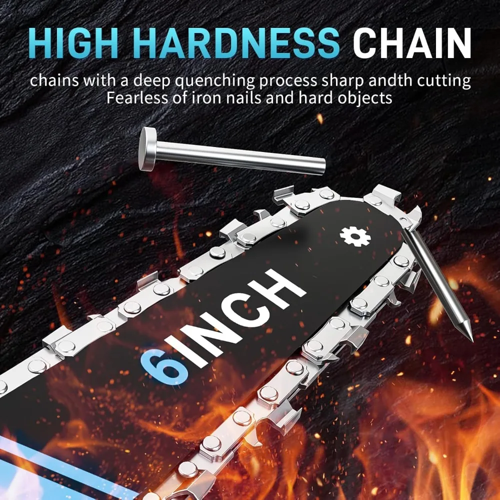 Cordless Mini Chainsaw, 20V Handheld with 2 Batteries & Charger, 6 Inch for Garden Wood Cutting Gifts