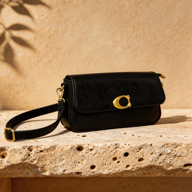 Women Luxury Flap Crossbody Bag 2026 New Designer RedShape Buckle Leather Purse Minimalist Gold Hardware Trendy Ladies Handba view 3