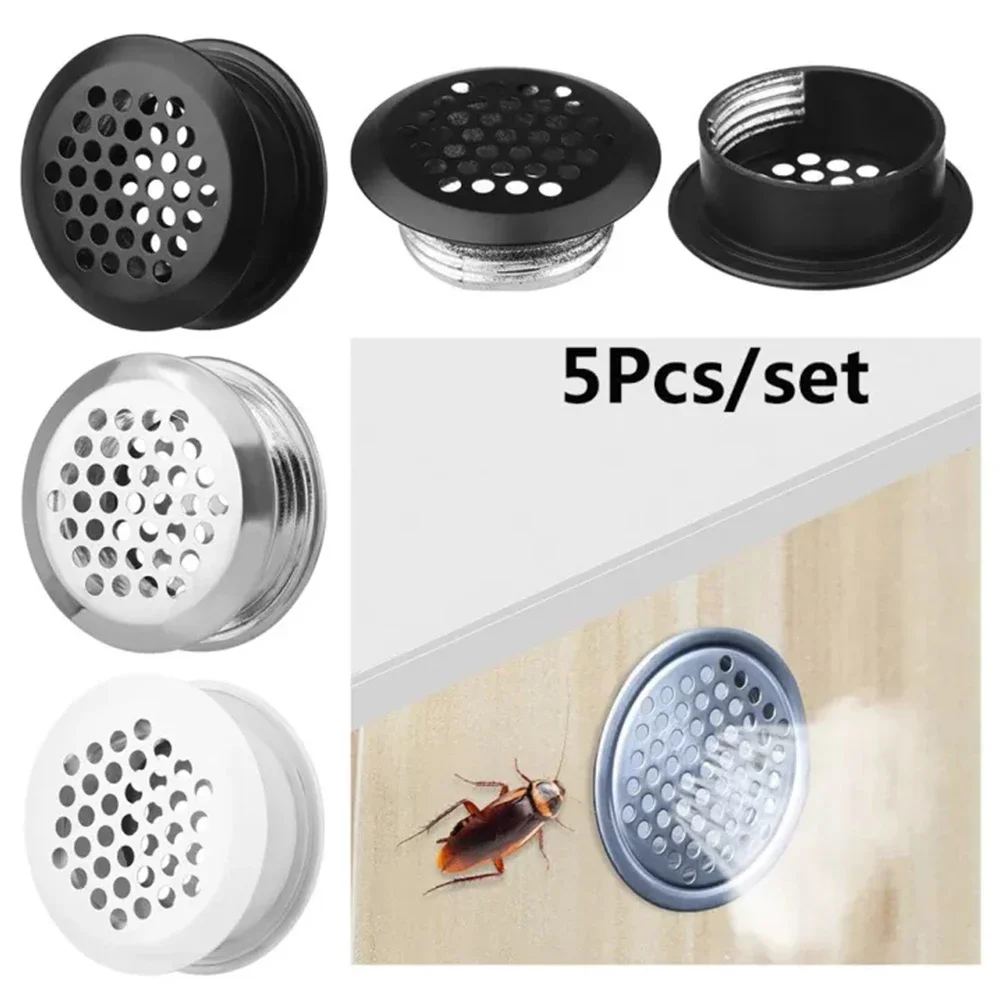 Vent Mesh Holes 5 Pack of Inner and Outer Dual Panel Installation Ventilation Grilles for Wardrobe Shoe Cabinets