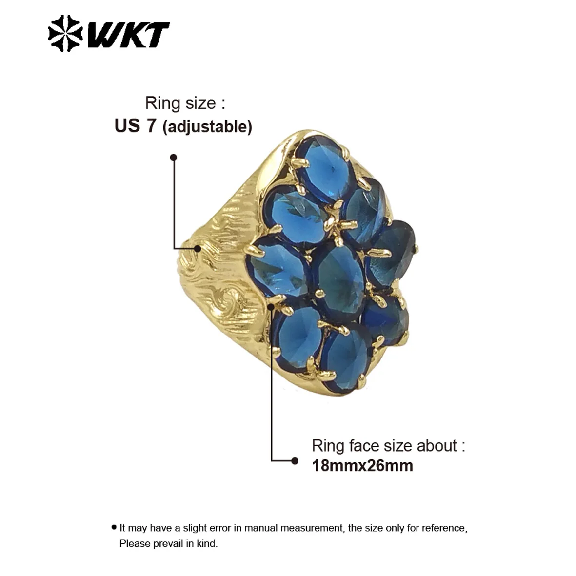 

WT-R563 Versatile Fashion Gemstone Retro Ring With Real Gold Plated For Girls Daily Decoration