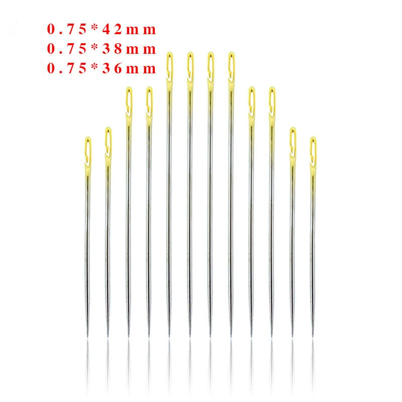 

12 шт., швейные иглы из нержавеющей стали с большим отверстием