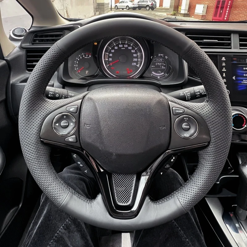 DIY protector para volante de coche de cuero de microfibra para Honda Fit Jazz City 2014 2015 HRV HR-V 2016 accesorios para volante
