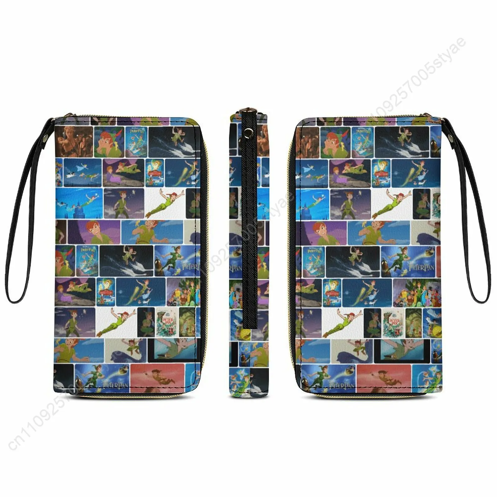 

Peter Pan Leather Wallet Disney Licensed Customizable Personalized Design Your Pattern Portable Purse Double-sided Printing