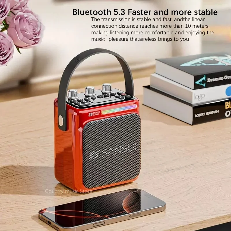 Sansui T80 60 Вт Мощный портативный Bluetooth-динамик KTV для занятий спортом на открытом воздухе с 2 микрофонами TF/USB/AUX Стерео звуковая система Бумбокс