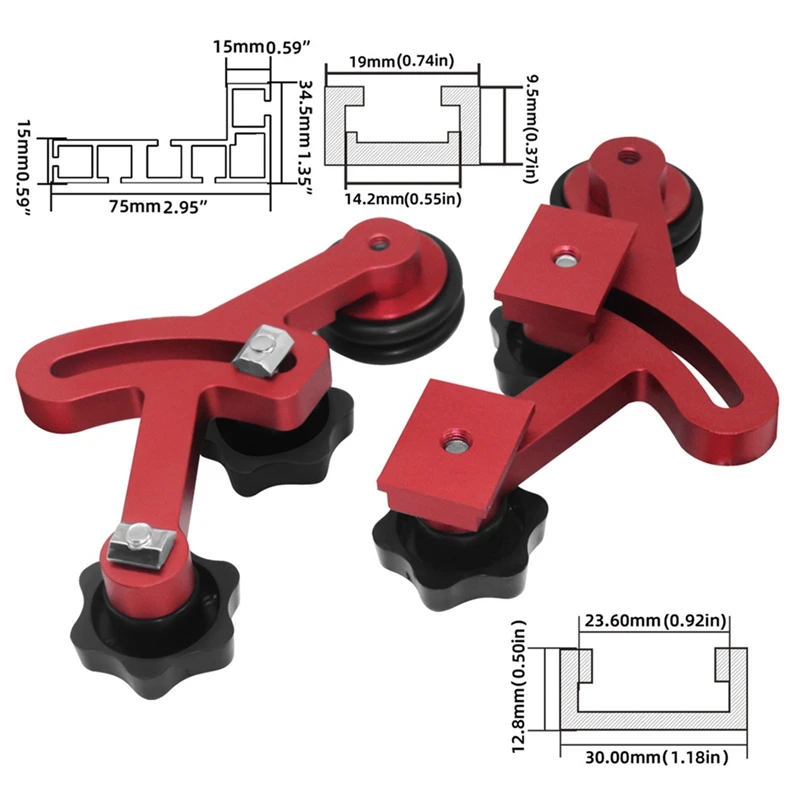 Multifuncional Bearing Roller Presser Set, carpintaria, alimentação unidirecional, placa de penas, Flip Table, serrar, DIY, fácil instalação