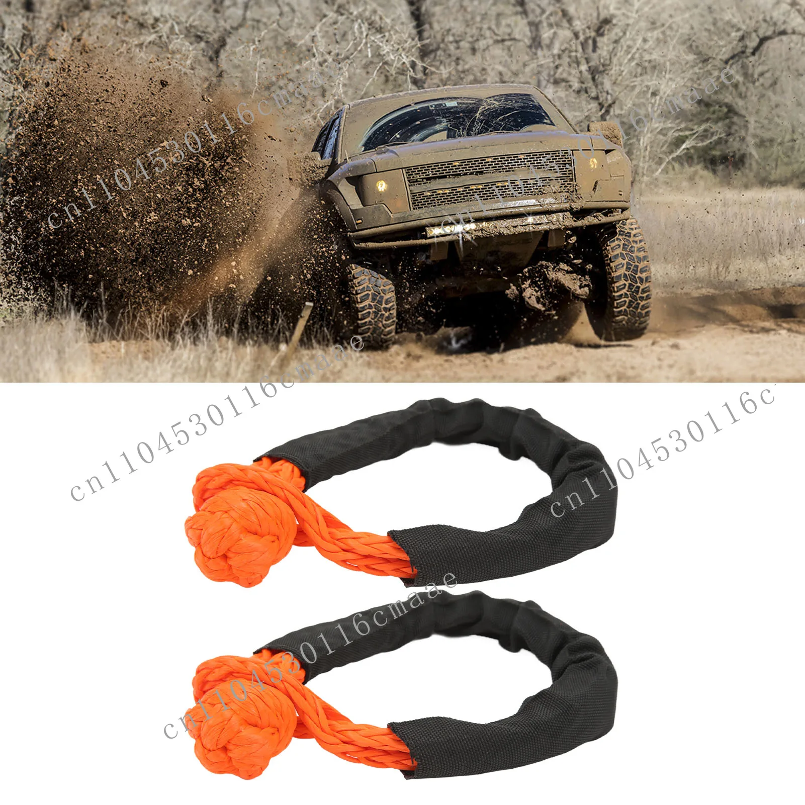 New 8mm Soft Shackle Recovery Rope Orange Portable Lightweight