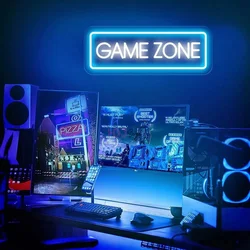 Game Zone-LED Neon Lights Sign para Sala de Jogos, Decoração de Parede, Luzes Noturnas, USB, Decoração de Festa em Bar