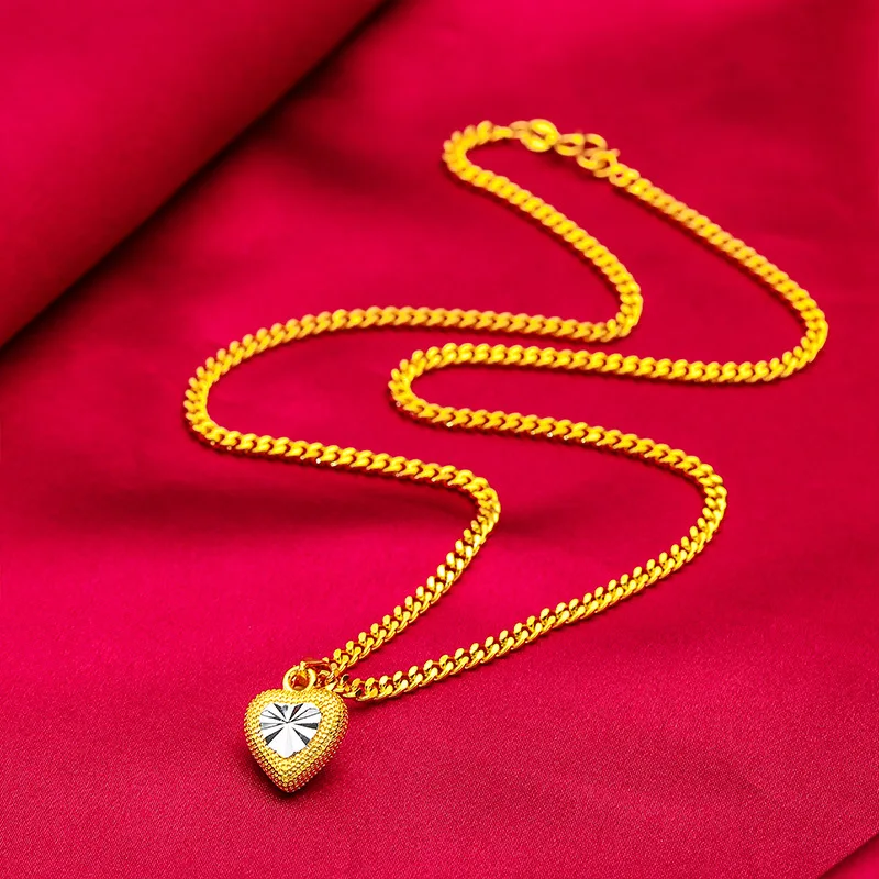 Vietnamese Sand Gold Women s Double Color Heart Plated Necklace Wedding Festival Supplies Gift For Wife